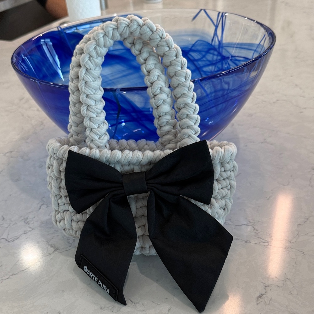 Handmade Kids Crochet Bag with Black Bow
